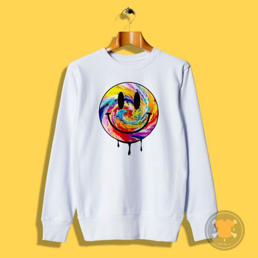 Acid Dripping Smiley Face Tie Dye Sweatshirt