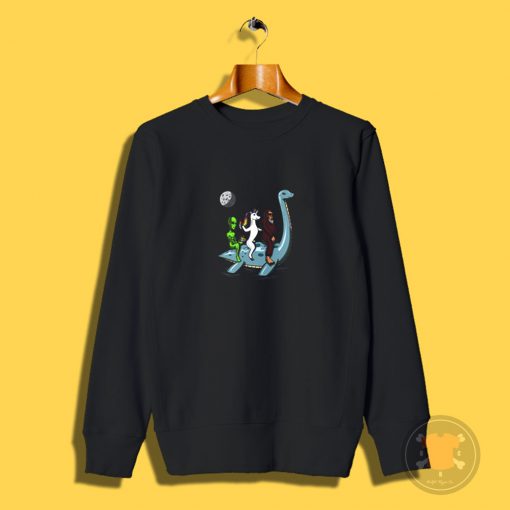 Alien Unicorn Bigfoot Riding Loch Ness Monster Sweatshirt