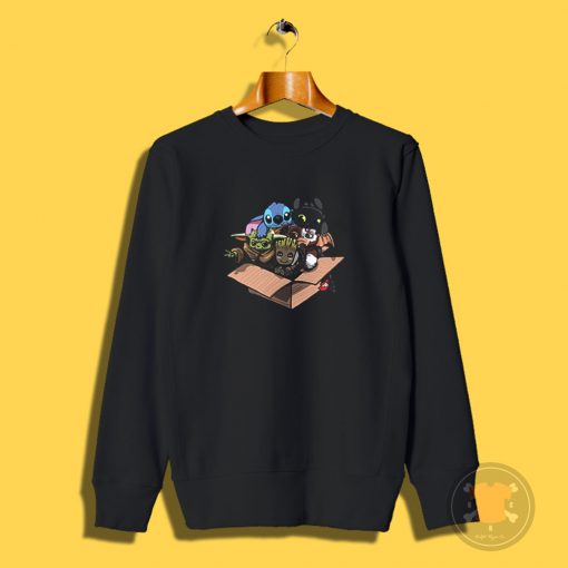 Baby Yoda Baby Stitch Baby Night Fury And Baby Groot In The Box Sweatshirt