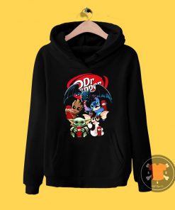 Baby Yoda Groot And Toothless Stitch Gizmo Hugging Dr Pepper Hoodie