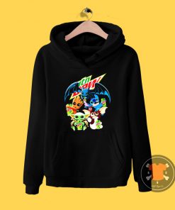 Baby Yoda Groot Stitch Toothless hugging Mtn Dew Hoodie