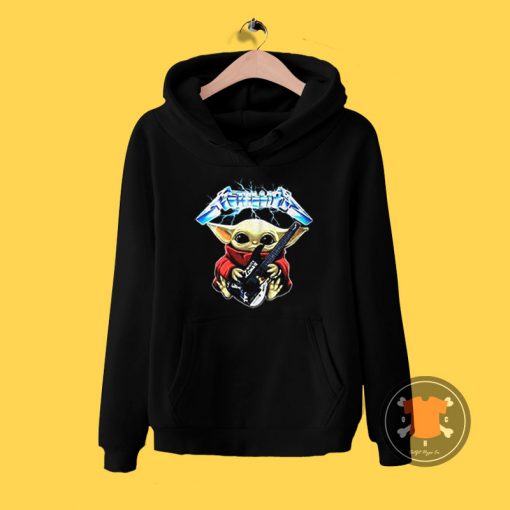 Baby Yoda Hug Metallica Guitar Hoodie