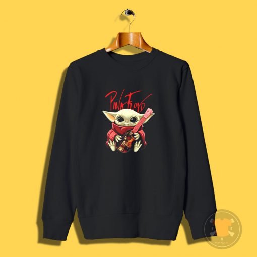 Baby Yoda Hug Pink Floyd Guitar Sweatshirt