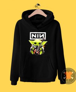 Baby Yoda hug Nine Inch Nails guitar Hoodie