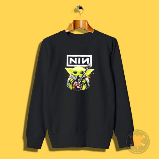 Baby Yoda hug Nine Inch Nails guitar Sweatshirt