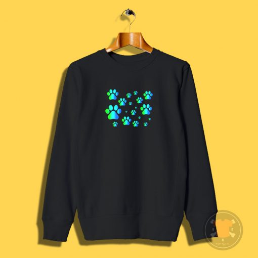 Blue Green Ombre Pawprint Pattern Sweatshirt