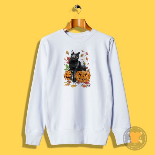 Cat Leaves and Pumpkins Sweatshirt