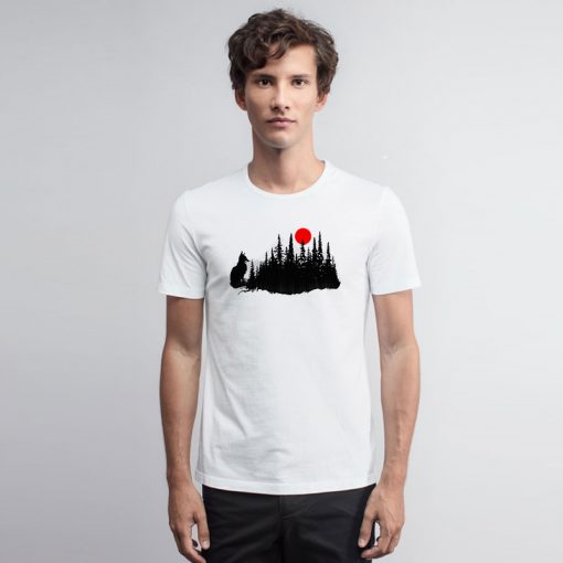 Forest Fox and Red Moon T Shirt