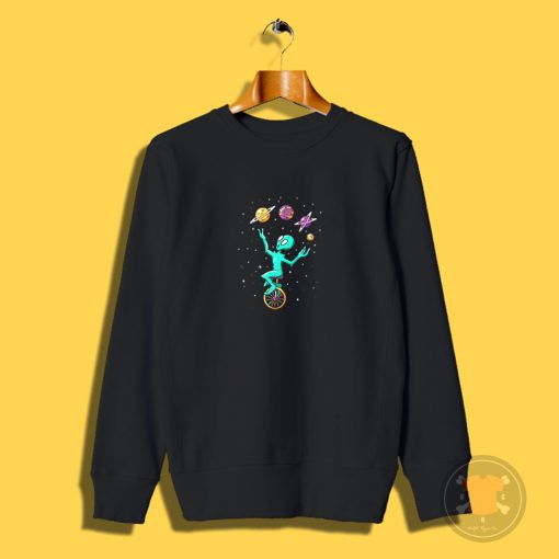 Funny Alien Juggling Planets Space Sweatshirt