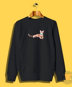 Ginger Cat with Teal Bow Tie Sweatshirt