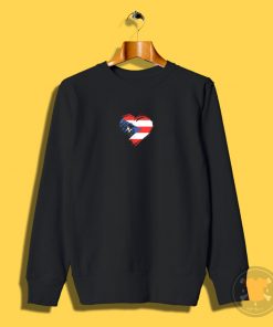 Grungy I Love Puerto Rico Heart Flag Sweatshirt