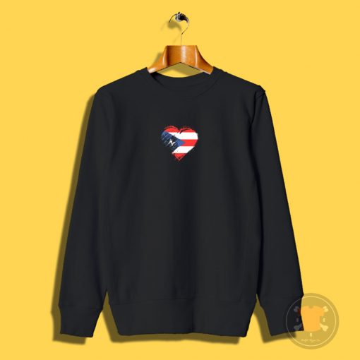 Grungy I Love Puerto Rico Heart Flag Sweatshirt