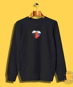 Grungy I Love Russia Heart Flag Sweatshirt