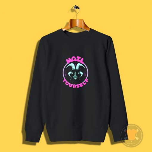 Hail Yourself Cute Pink and Blue Goat Baphomet Sweatshirt