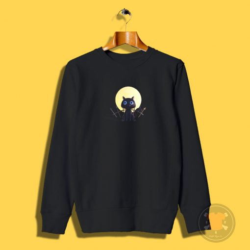 Halloween Fence Black Cat Sweatshirt