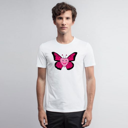 Happy Pink Heart Butterfly T Shirt