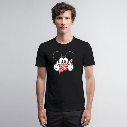 Mickey Mouse Gangster Middle Finger T Shirt