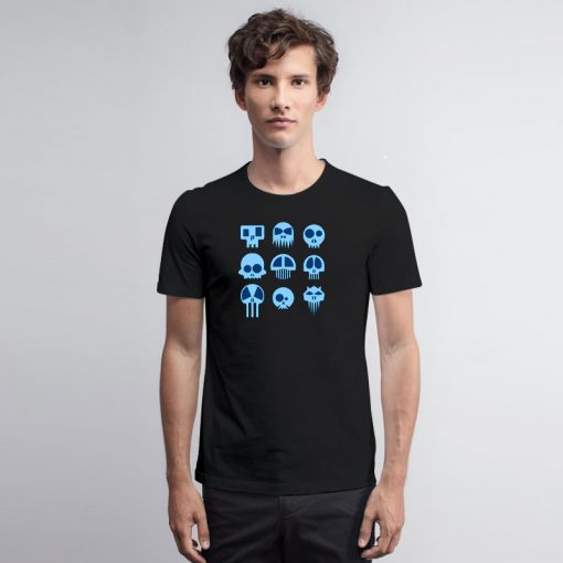 Nine Blue Skulls T Shirt