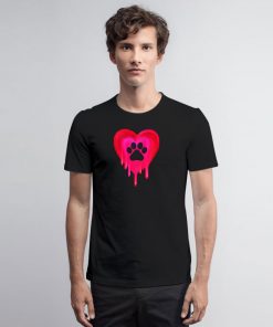 Pawprint Melting in Heart T Shirt