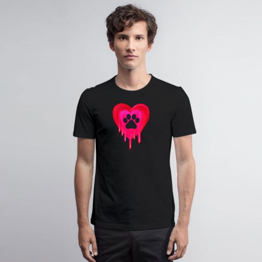 Pawprint Melting in Heart T Shirt