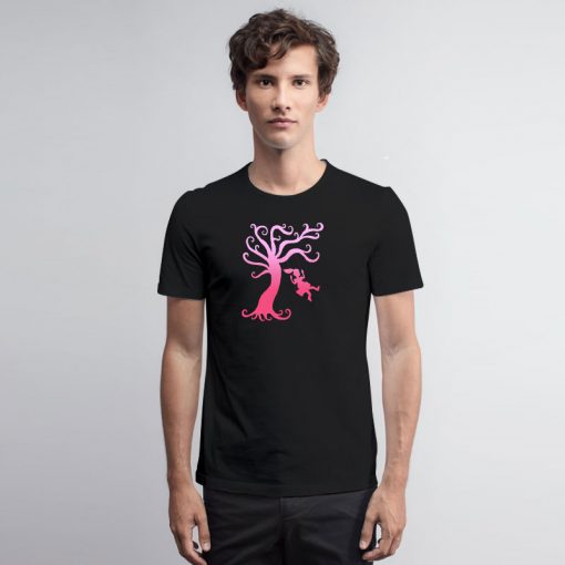 Pink Girly Tree Swing Silhouette T Shirt