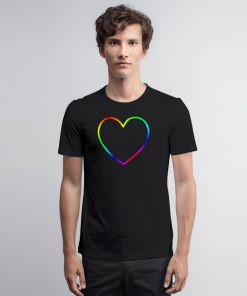 Rainbow Heart Outline T Shirt