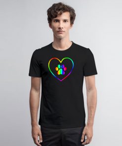 Rainbow Paw Heart T Shirt