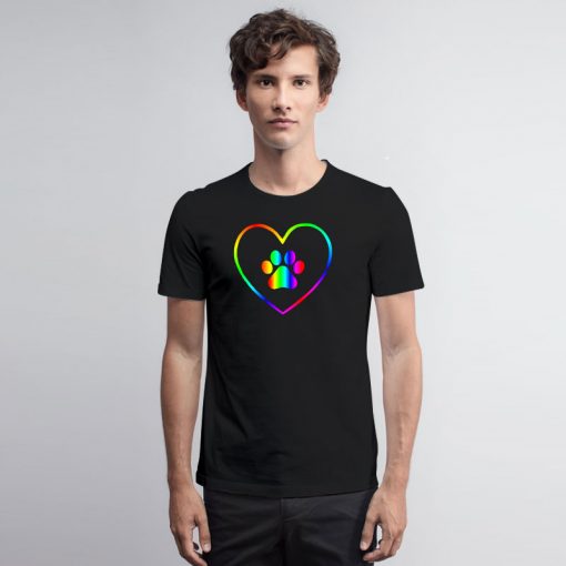 Rainbow Paw Heart T Shirt