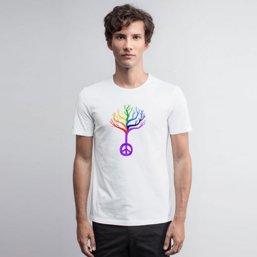 Rainbow Peace Sign Tree T Shirt