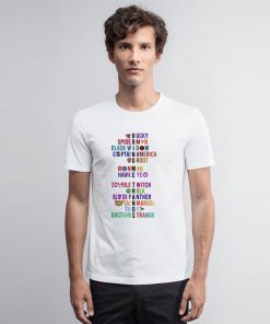 The Avengers Characters Name White T Shirt