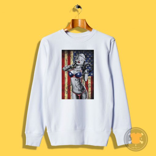 Vintage Marilyn Monroe Bikini American Flag Sweatshirt