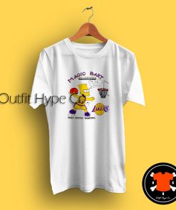 Bart Simpson Bootleg Bart Lakers White T Shirt