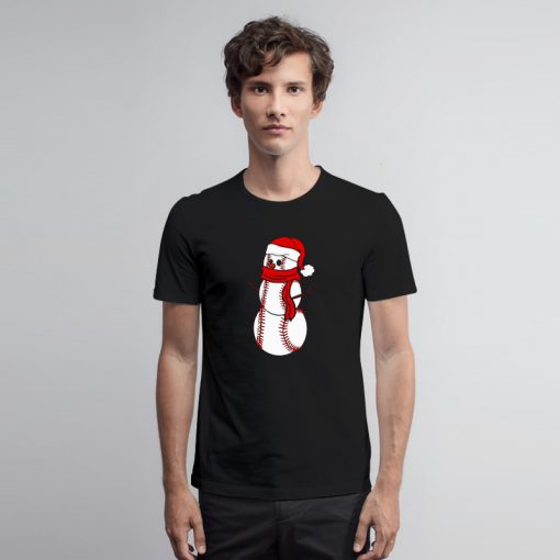 Baseball Snowman Merry Christmas T Shirt