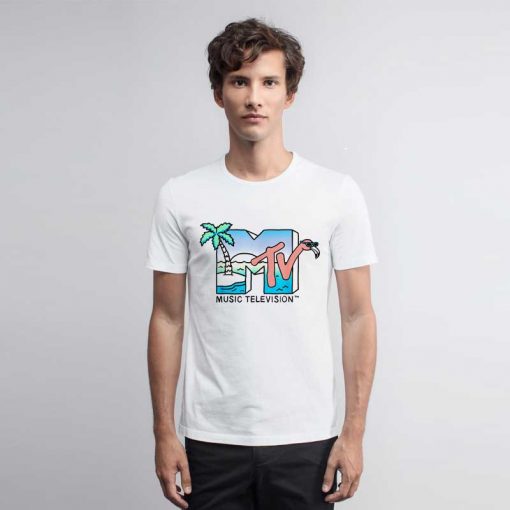 Beach Island Flamingo Logo Vintage T Shirt