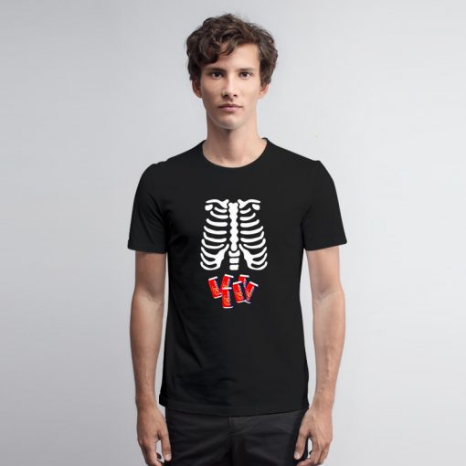 Beer Six Pack Skeleton Ribcage Halloween T Shirt