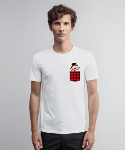 Buffalo plaid Snowman Pocket T Shirt