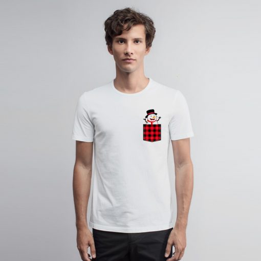 Buffalo plaid Snowman Pocket T Shirt