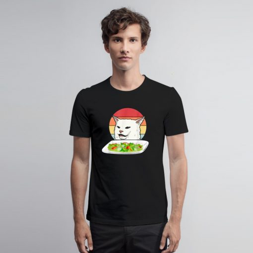 Cat At Dinner Table Meme Funny T Shirt