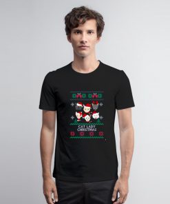 Cat Lady Christmas T Shirt