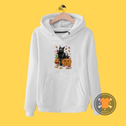 Cat Leaves and Pumpkins Hoodie