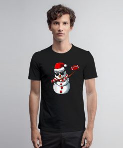 Cool Christmas Dabbing Snowman Dab Football T Shirt