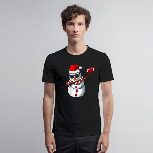 Cool Christmas Dabbing Snowman Dab Football T Shirt