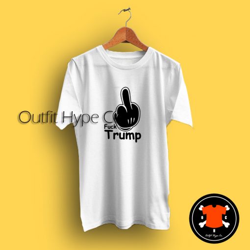 Fuck Trump Mickey Mouse Hand White T Shirt