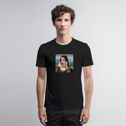 Funny Mona Lisa Lollipop T Shirt