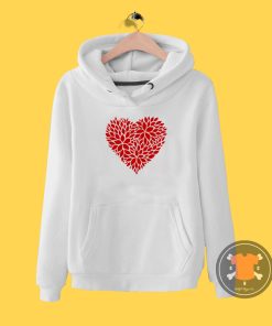 Red Floral Pattern Heart Hoodie