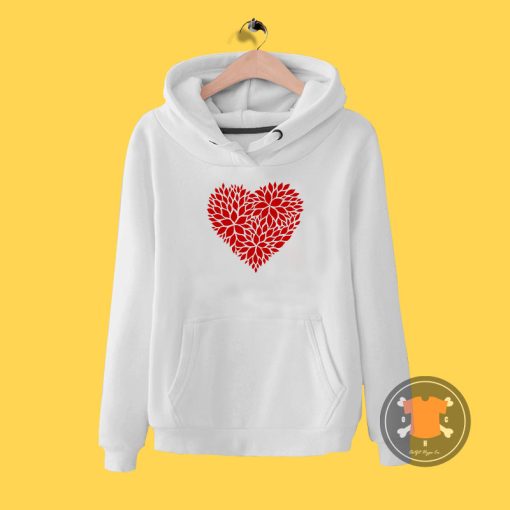 Red Floral Pattern Heart Hoodie