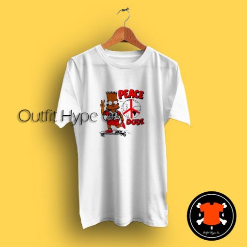 Bart Simpson Peace Dude Bootleg White T Shirt