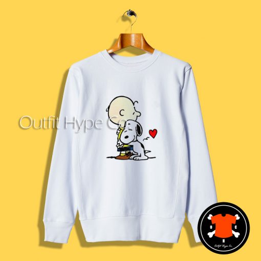 Snoopy Hug Charlie Brown Sweatshirte Brown2