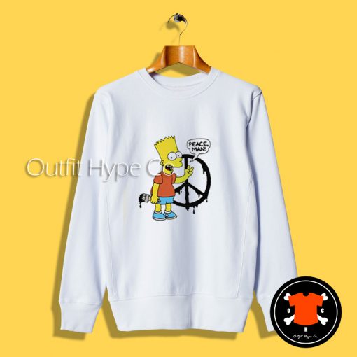 Peace Sign Bart Simpson Sweatshirt