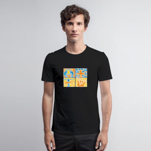 Keith Haring Blue Orange White T Shirt